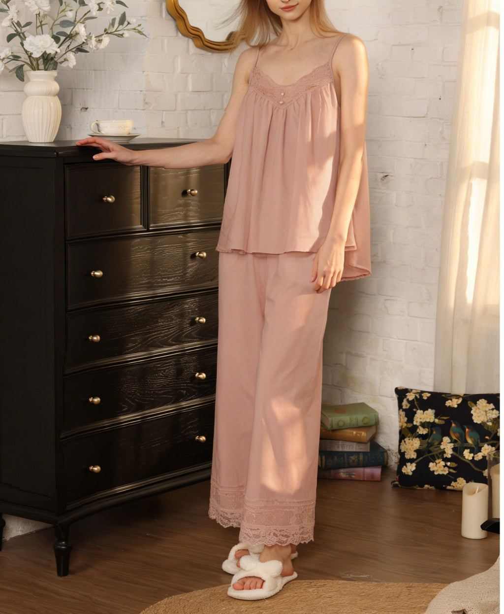 Bộ Mặc Nhà Cotton Phối Ren Evelyn Lace Set