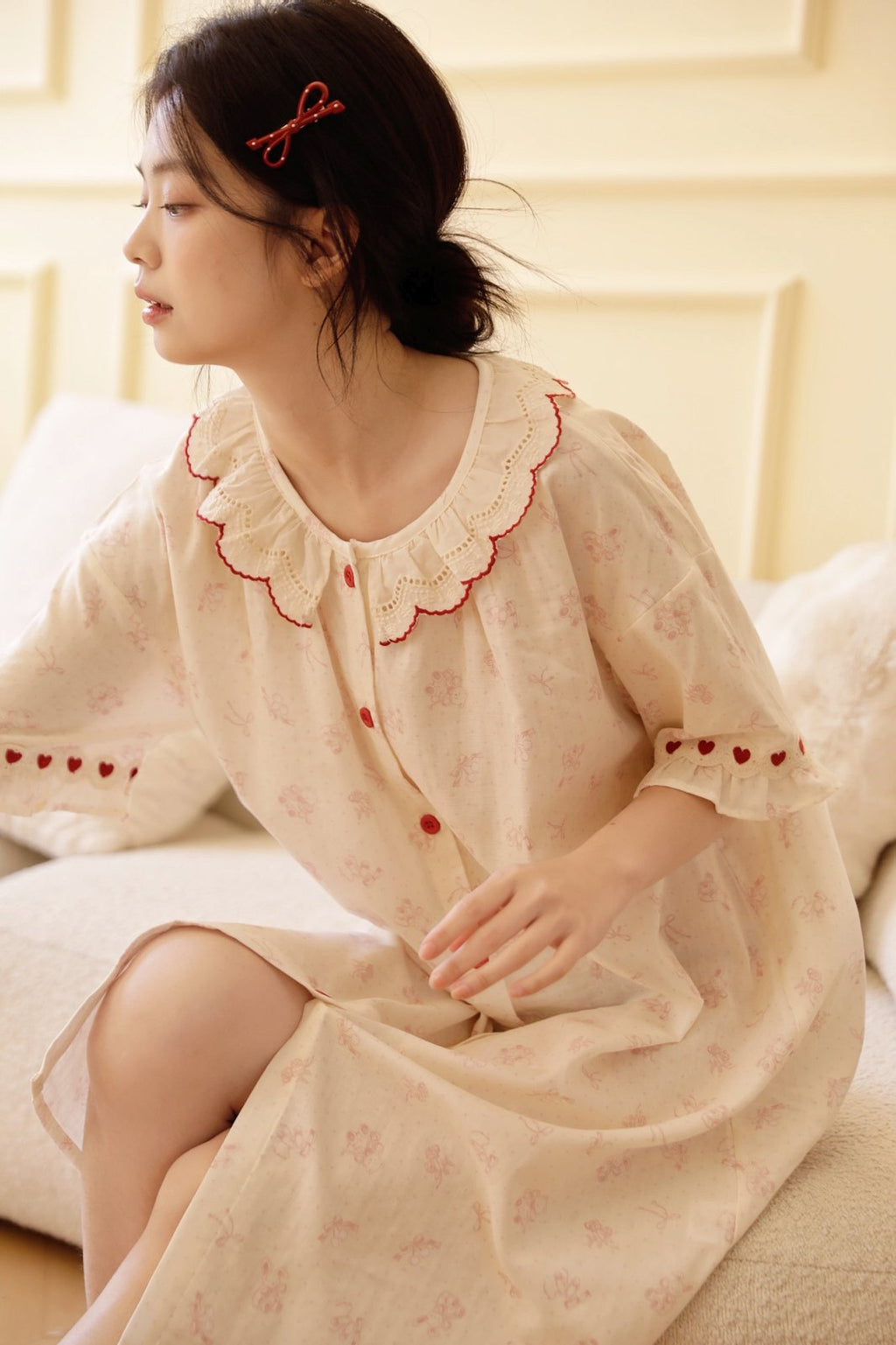 Váy Cotton Mặc Nhà Bunny Heart