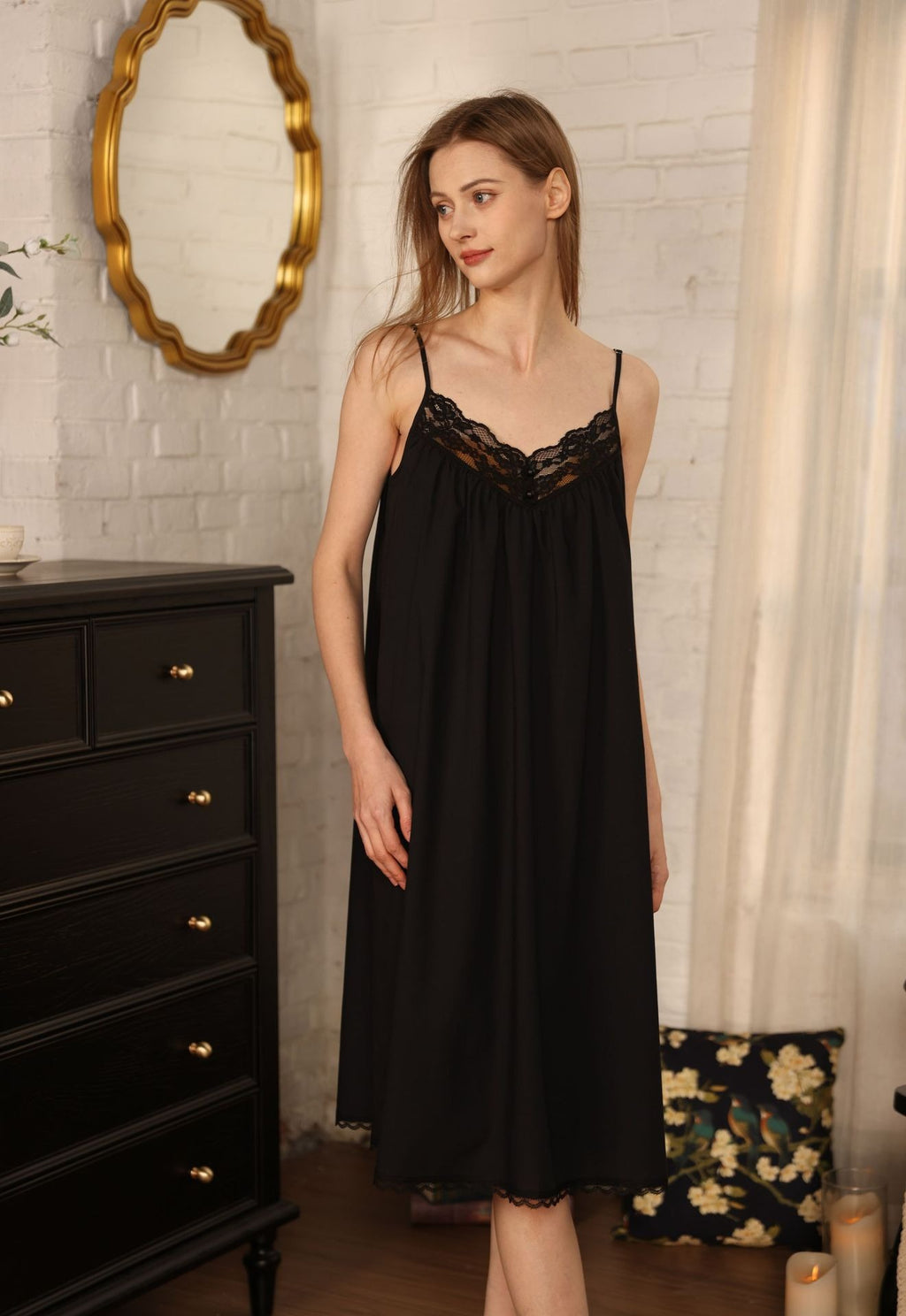 Váy Cotton Mặc Nhà Evelyn Lace Nightgown