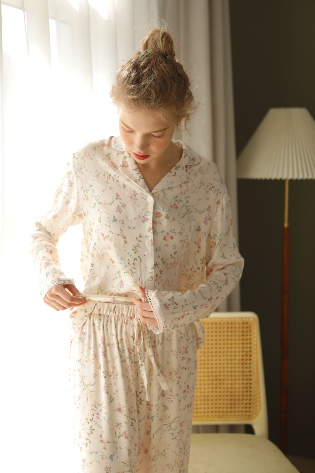 Bộ Pyjama Mặc Nhà Soft Beige Floral