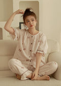 Bộ Cotton Mặc Nhà Cherry Gingham