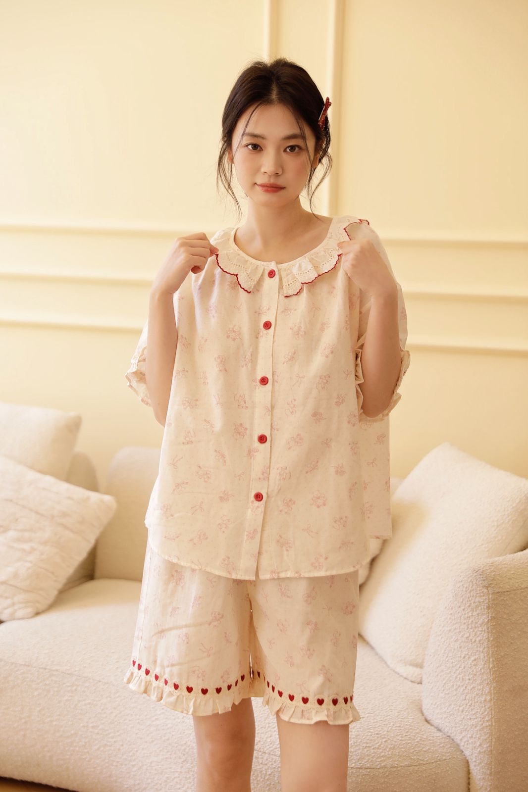 Bộ Cotton Mặc Nhà Bunny Heart
