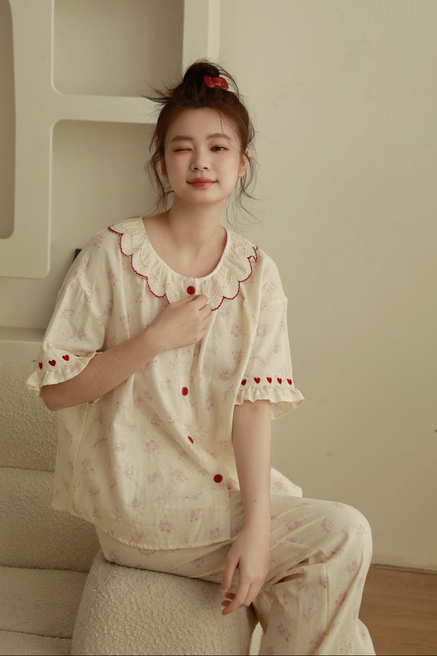 Bộ Cotton Mặc Nhà Bunny Heart