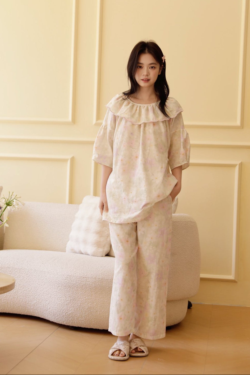 Bộ Mặc Nhà Pastel Ruffle Set