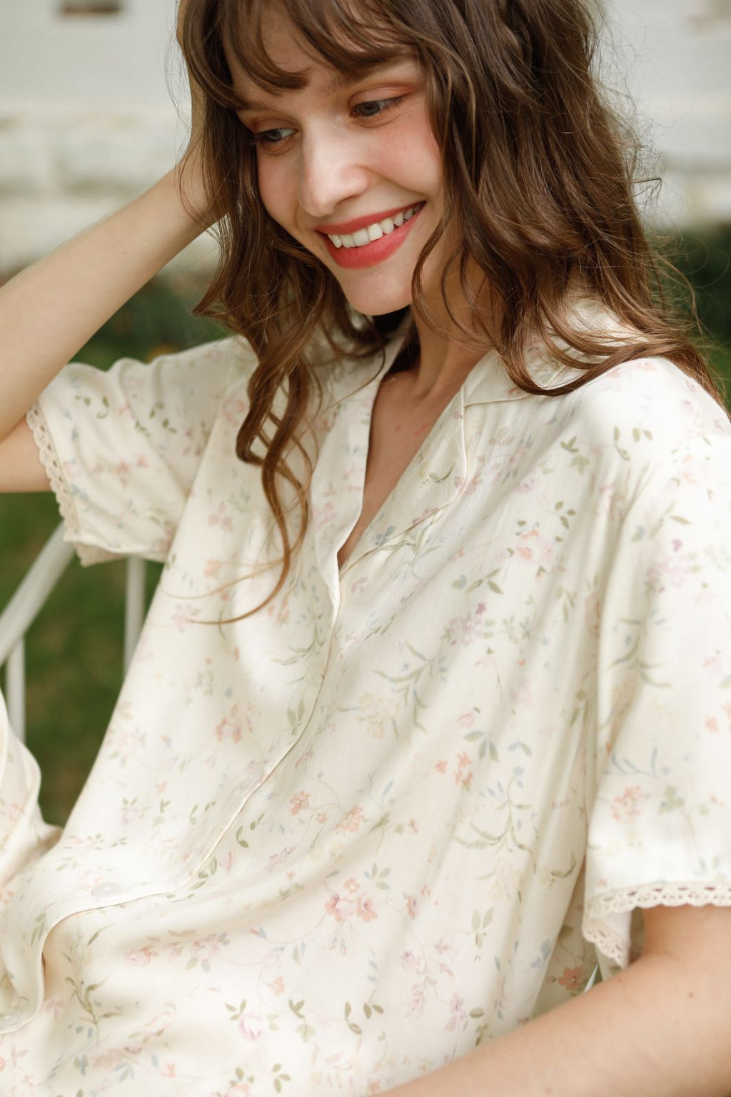 Bộ Pyjama Mặc Nhà Soft Beige Floral