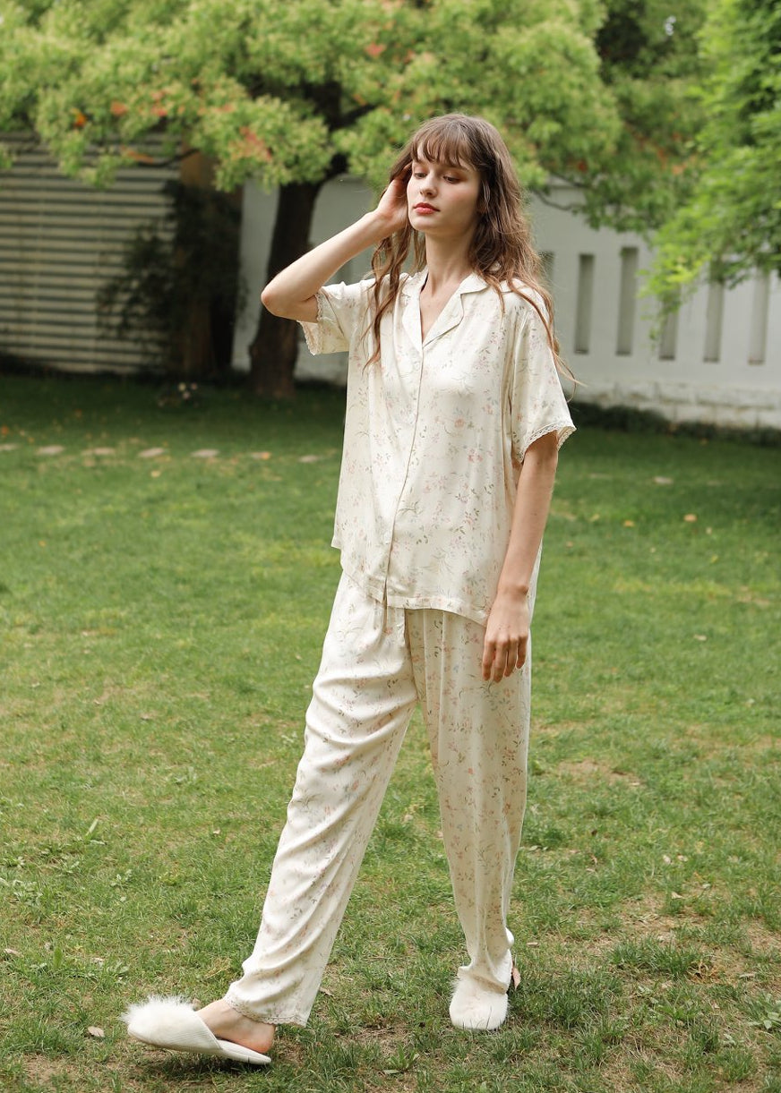 Bộ Pyjama Mặc Nhà Soft Beige Floral